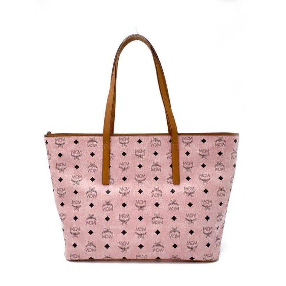 MCM Anya Pink Monogram Visetos Canvas Medium Shopper Tote - Picture 6 of 10